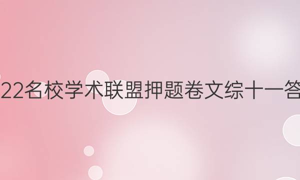 2022名校学术联盟押题卷文综十一答案