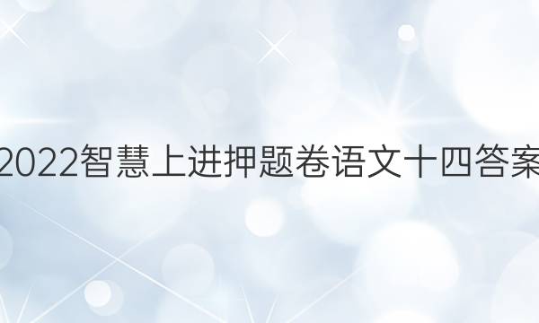 2022智慧上进押题卷语文十四答案