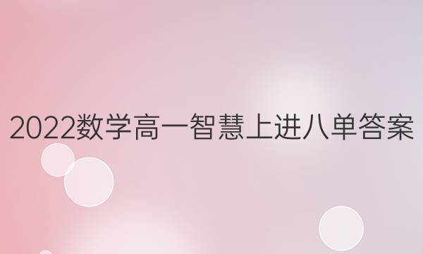 2022数学高一智慧上进八单答案