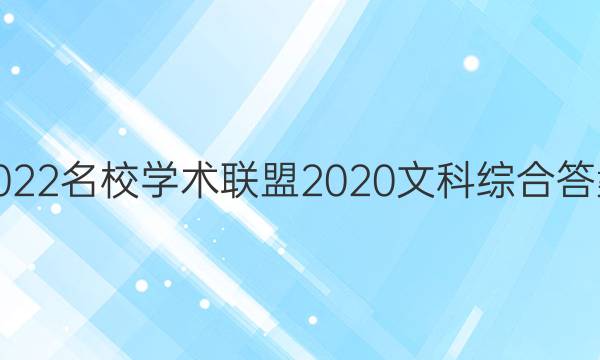 2022名校学术联盟2020文科综合答案