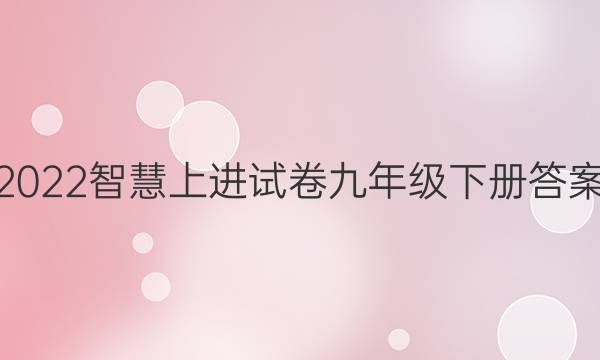2022智慧上进试卷九年级下册答案