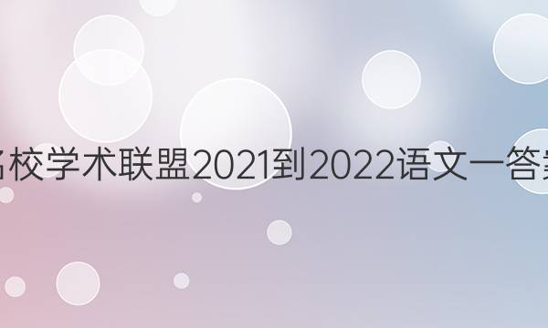 名校学术联盟2021-2022语文一答案