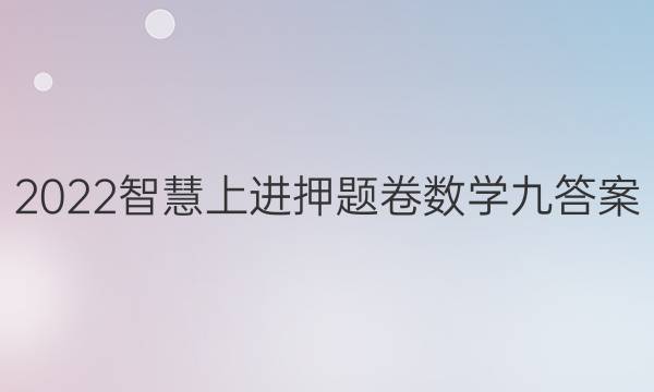 2022智慧上进押题卷数学九答案