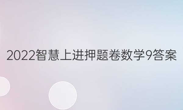 2022智慧上进押题卷数学9答案