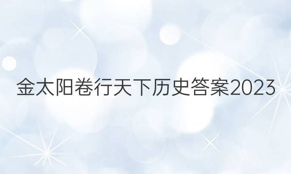 金太阳卷行天下历史答案2023