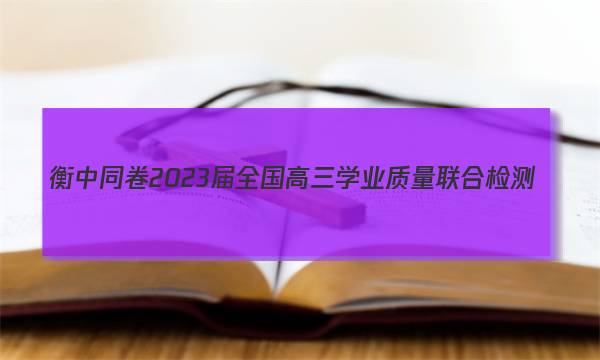 衡中同卷 2023届全国高三学业质量联合检测(新高考)地理答案图片
