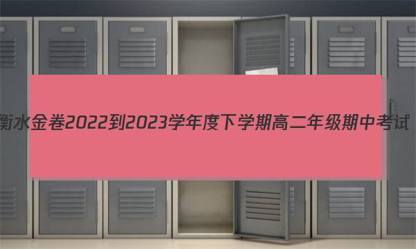 衡水金卷 2022-2023学年度下学期高二年级期中考试(新教材新高考·月考卷)化学(人教版·HX)试题答案
